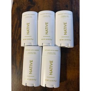 Native Deodorant Autumn Air & Amber Aluminum Free 2.65 oz 5 Pack Bulk Set